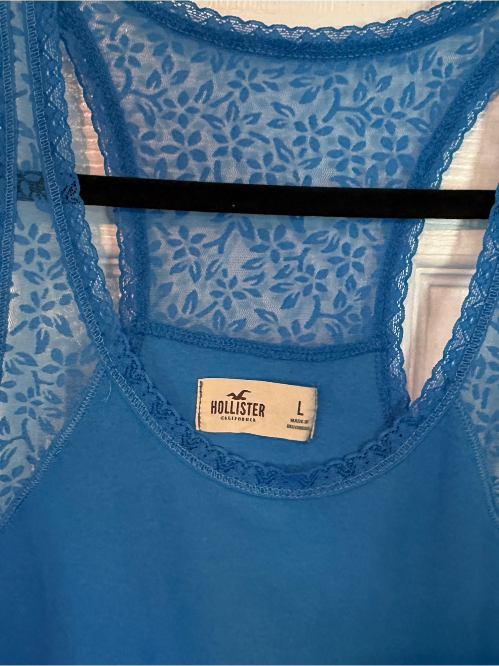 Hollister Bright Blue Lace-Back Racer Tank Top